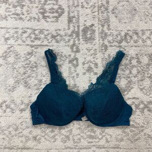Aerie Women’s Bra Maddie Green Floral Lace Adjustable Demi Casual Bra Size 36B